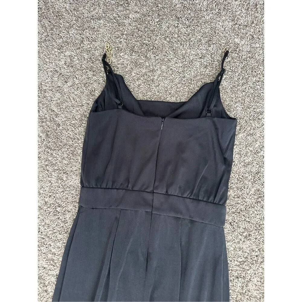 Jason Wu Palazzo Cowl Neck Chain Straps Black Jumpsuit Wide Leg Formal Party XS
